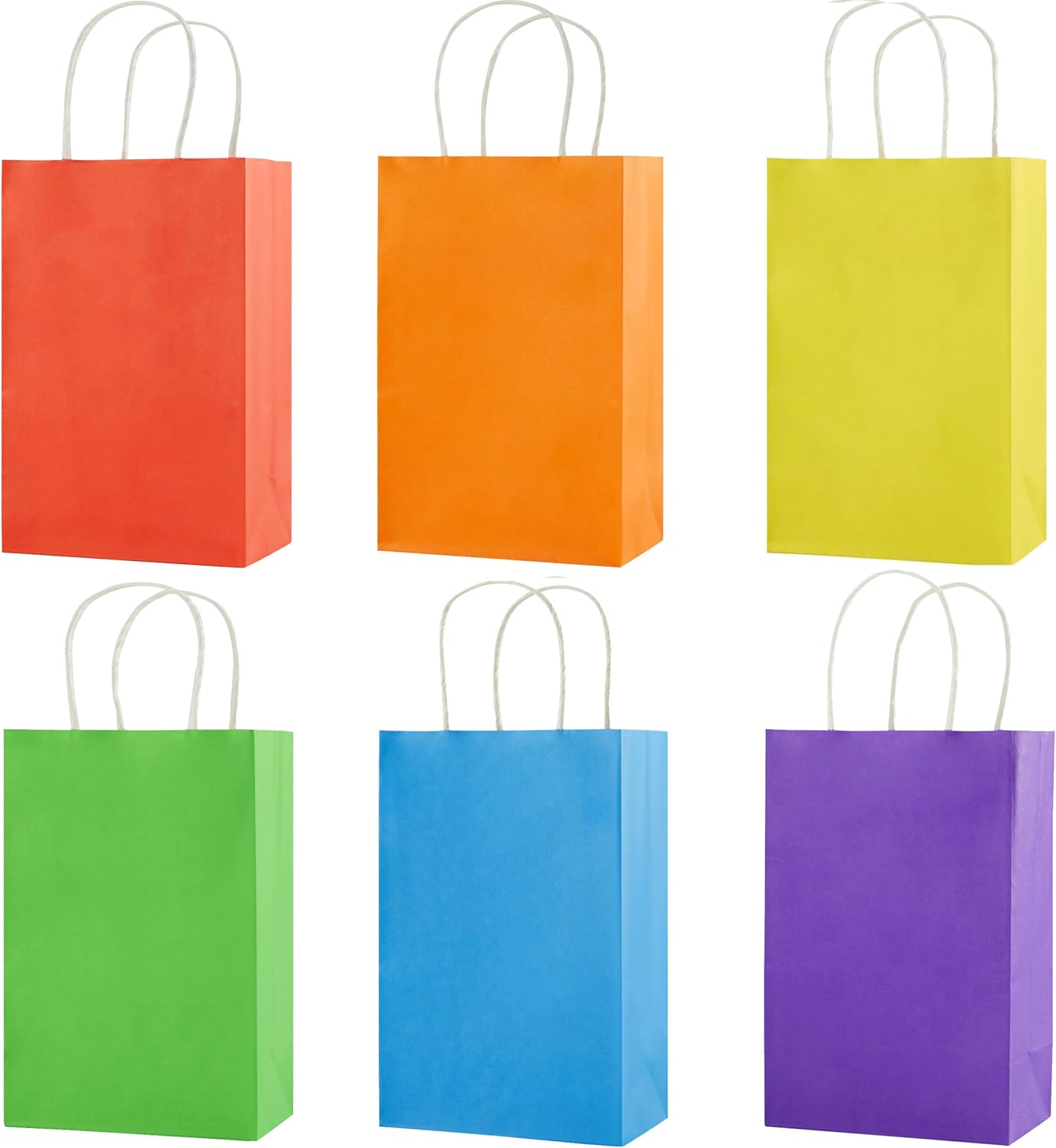 SUNCOLOR 24-Pack Rainbow Gift Bags with Handles, 8 Multi-Color Paper Party Favor Bags for Goodies. Birthdays, Events, Classrooms & Celebrations